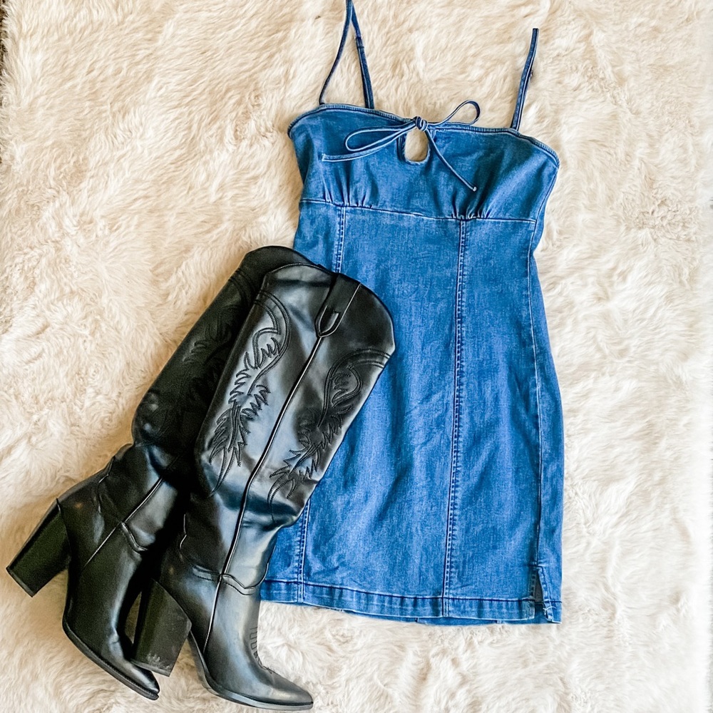 S - Bodycon Denim Mini Dress